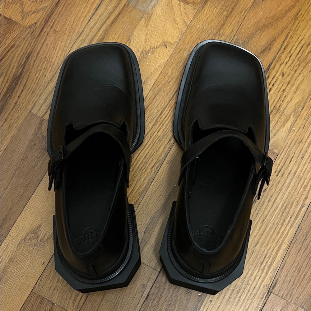 Dr. Martens Black Square-Toe Platform Mary Jane Shoes